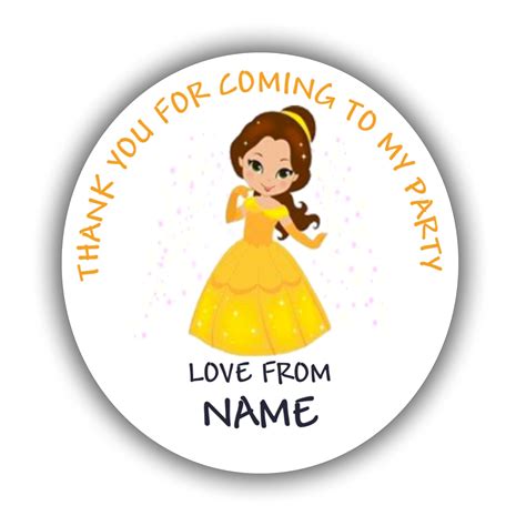 Buy 48x P6 Personalised Thank You For Coming To My Party Cute Princess