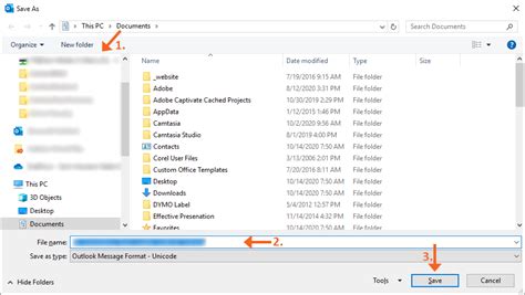Outlook Saving Email As A File