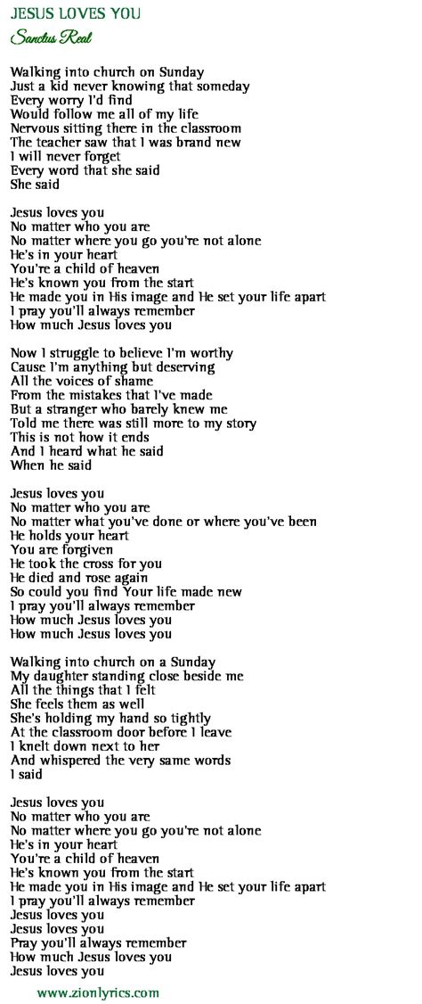 Jesus Loves You Lyrics Sanctus Real Zion Lyrics