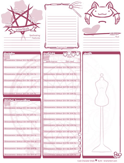 Oc Art 5e Update Cute Character Sheet Spell Sheets