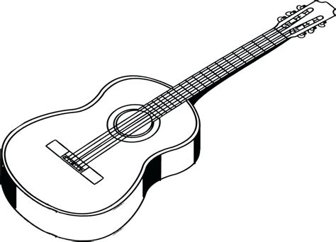 Classic Guitar Coloring Page - Free Printable Coloring Pages for Kids