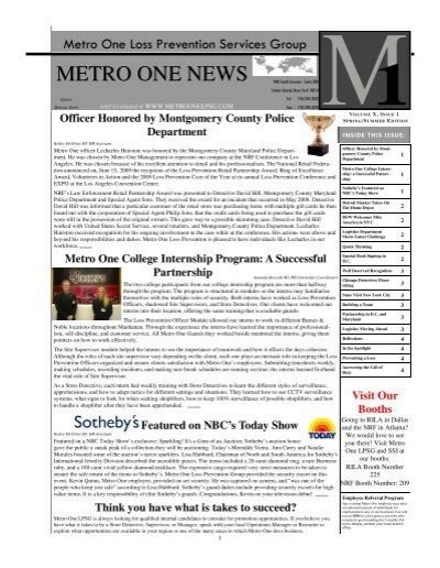 April 2010 Issue1pub Metro One Loss Prevention Services Group