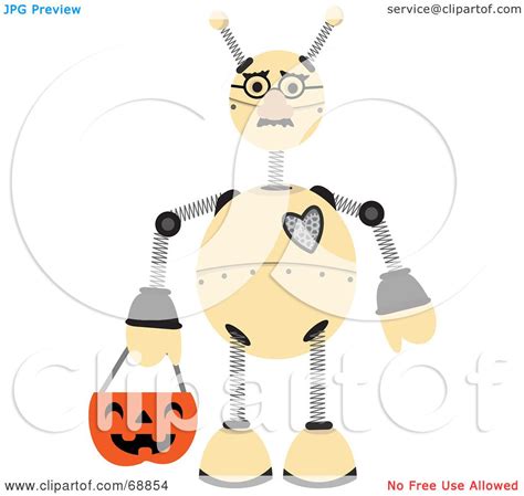 Royalty Free Rf Clipart Illustration Of A Springy Robot Trick Or