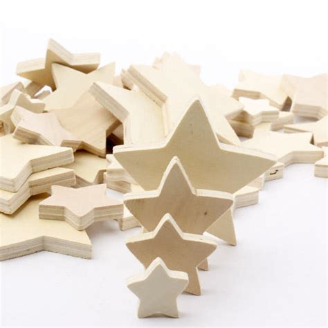 Assorted Unfinished Wood Stars Wooden Hearts And Stars Wood Crafts