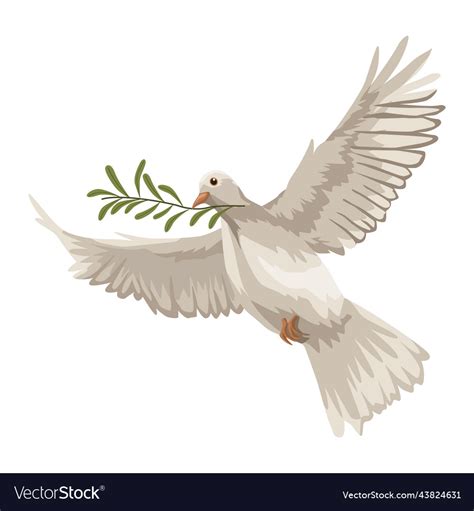 Dove Flying With Olive Branch Royalty Free Vector Image