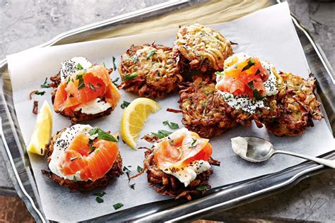27 best feast of the seven fishes images on pinterest. Potato latkes with smoked salmon and poppyseed cream ...