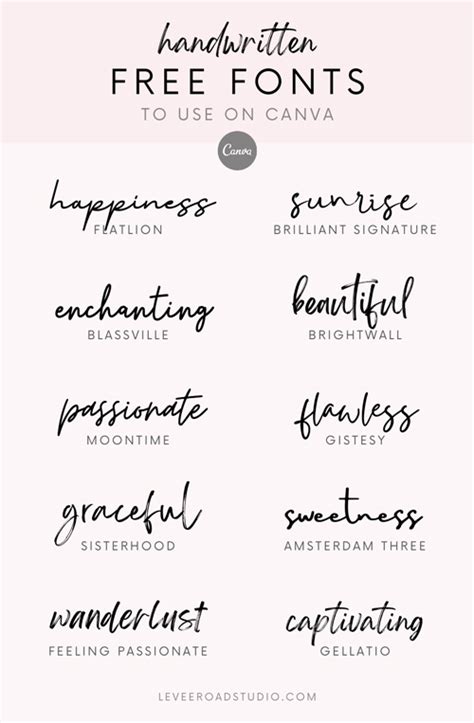 Best Free Handwritten Fonts On Canva Part Levee Road Studio