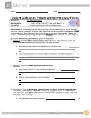 Turn on the show force vector checkboxes for objects a and b. Student Exploration Polarity And Intermolecular Forces ...