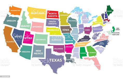 Usa Map With States Stock Vector Art 491562560 Istock