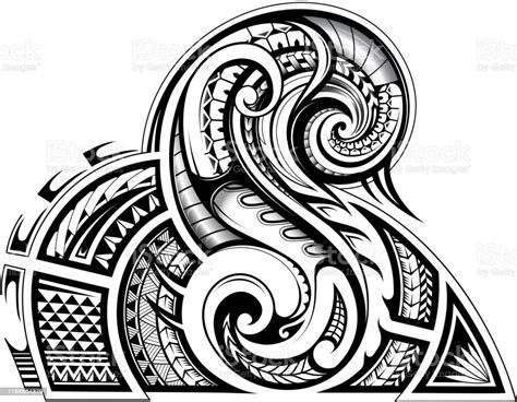 Shoulder And Sleeve Tattoo Design In Tribal Art Style Stock ...