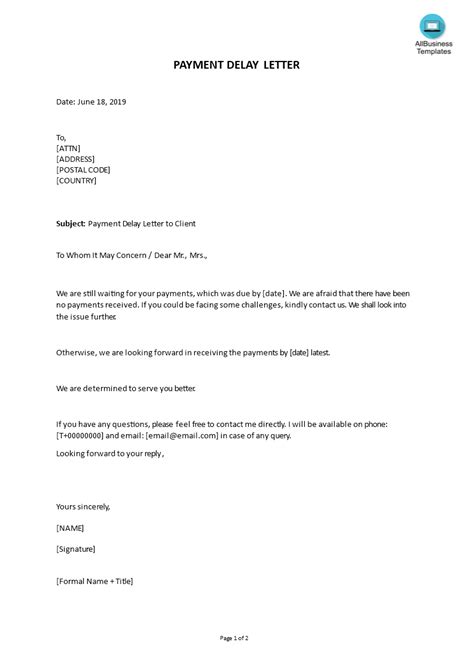 Payment Delay Letter To Client Templates At