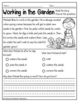Reading Comprehension Passages Spring Edition By Enchanted In Elementary