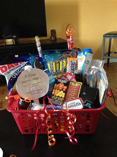 I wanted something personal for my boyfriend. Boyfriend birthday basket! 26 of his favorite things for ...