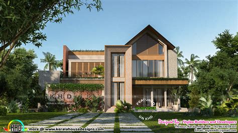 2400 Square Feet 4 Bhk Sloping Roof Modern House Kerala Home Design