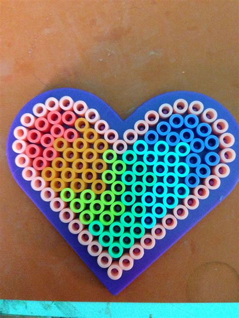 Rainbow Heart Perler Bead Melt Beads Patterns Hamma Beads Ideas