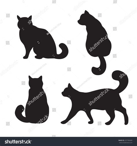 Vector Black Cats Illustration Isolated On Stock Vector