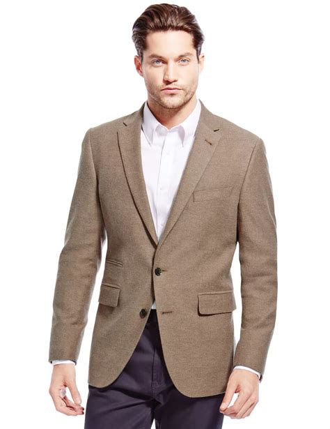 Pure Cotton Tailored Fit Twill Jacket Brown Edgemix