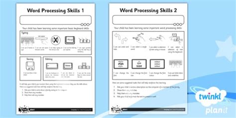 Computing Microsoft Word Processing Skills Year 1 Home Learning Task