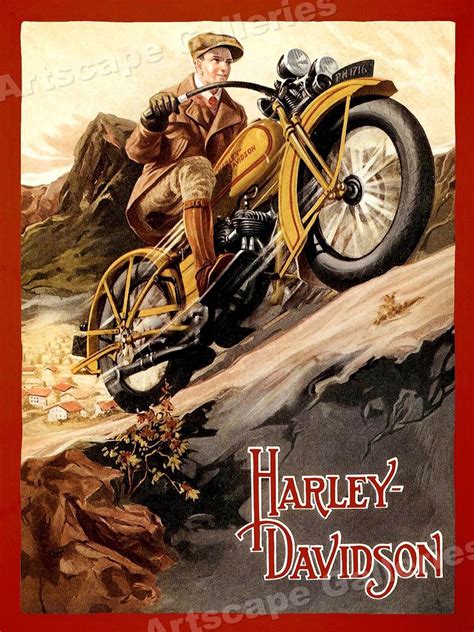 vintage harley davidson poster art and collectibles prints