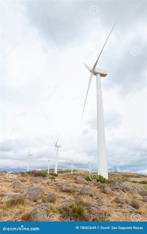 Wind Turbines On The Mountain On Cloud On Blue Sky Stock Image Image