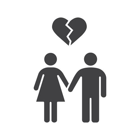 Lovers Breakup Glyph Icon Divorced Couple Silhouette Symbol Man And