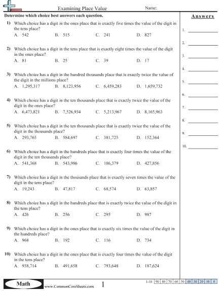 Place Value Check In Worksheets 99worksheets