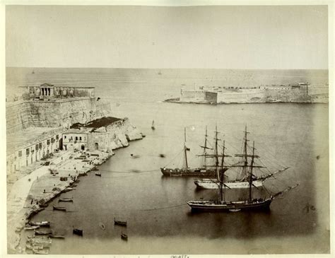 Grand Harbour Sailing Vessels Valletta Malta Circa 1870s Malta
