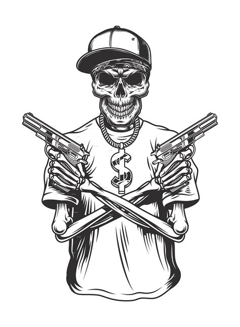 Gangster Skull Drawings
