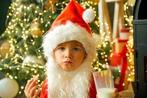 Santa Picking Cookie And Glass Of Milk Little Santa Claus Helper