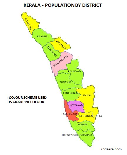 Map showing all the districts of kerala with their respective location and boundaries. Kerala Heat Map by District - Free Excel Template for Data Visualisation | INDZARA