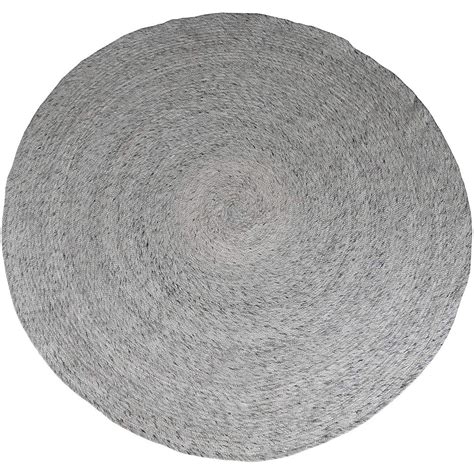 6 Ft White And Grey Round Wool Rug For Living Room Braided Non Slip