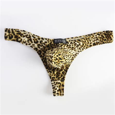 Sexy Mens Underwear Thong G String Leopard Print Bulge Pouch T Back Underpants Ebay