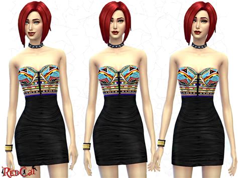 Beaded Strapless Dress By Redcat At The Sims Resource Sims 4 Updates
