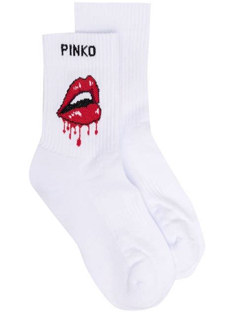 Pinko Dripping Lips Logo Socks Farfetch