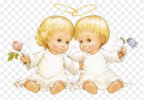 Two Baby Angels With Flowers Free Clipart Lovely Angel