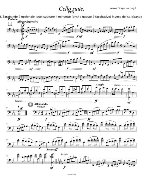 Cellosuiteno1 Sheet Music For Cello Solo