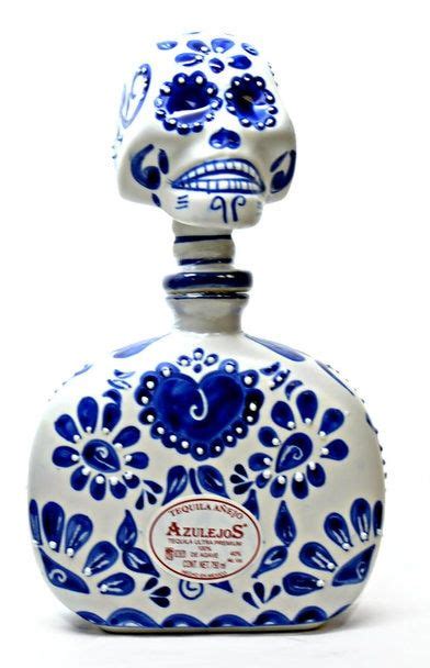Tequila Azulejos Anejo Ceramic Blue And White Skelly Anejo Tequila Tequila Bottles Anejo