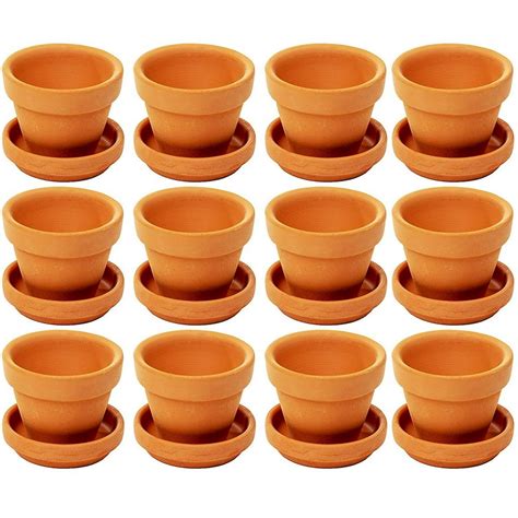 12 Pack Terra Cotta Pots With Saucer Mini Small Terracotta Flower Clay