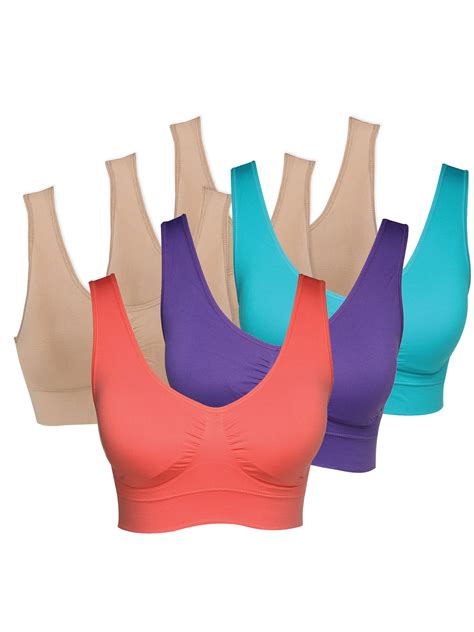 Genie Bra Womens Genie Bra Seamless 6 Pack Set Of 6 Multi Color Comfort Sports Bras