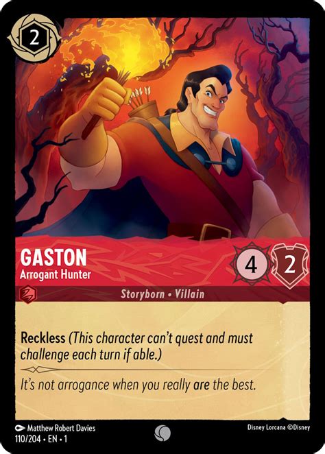 Gaston Arrogant Hunter 110204 Disney Lorcana Card Details Review