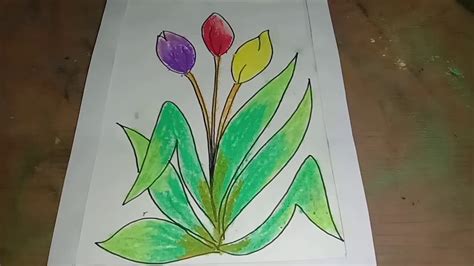 Menggambar Bunga Tulipuntuk Anak Tk Dan Sd Youtube
