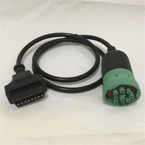 J1939 Type Ii Green Connector To Obd2 Female For Heavy Duty Truck