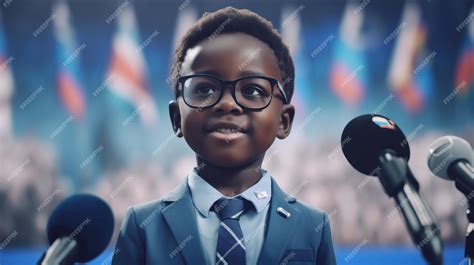 Premium Ai Image Kid Politician Child Speaking In Front Of An Audience