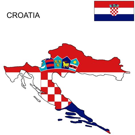 Kart kroatia for å skrive ut. Kroatia flagg kart - Kroatia kart flagg (Sør-Europa - Europa)
