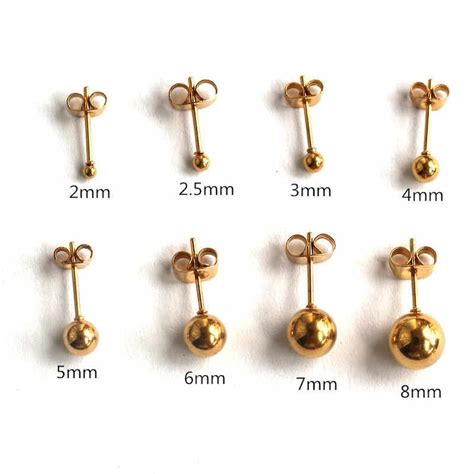 Gold Ball Stud Earring 1mm 2mm 3mm 4mm Dainty Stud Etsy