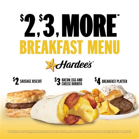 Hardees Breakfast Menu Breakfast Menu Our 2 3 More™ Breakfast