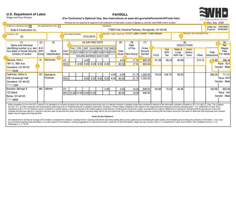 Certified Payroll Report Template