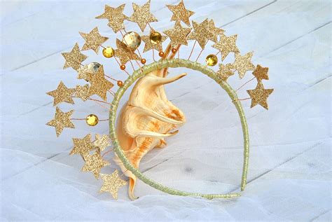 celestial headpiecegold star headband stars halo crown etsy