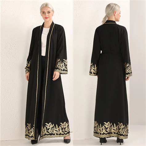 Elegant Muslim Print Abaya Maxi Dress Cardigan Swing Long Robe Gowns Belt Tunic Middle East