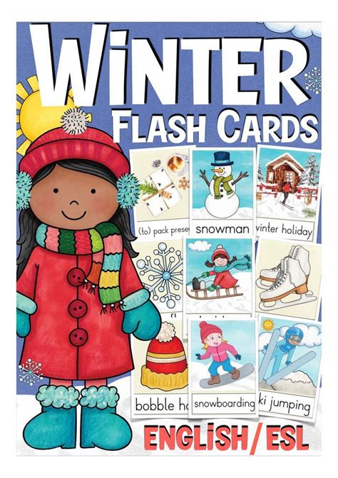 Winter Flash Cards English Inglés Invierno Material Didáctico De